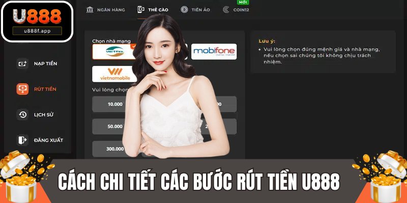 Cách chi tiết các bước rút tiền U888